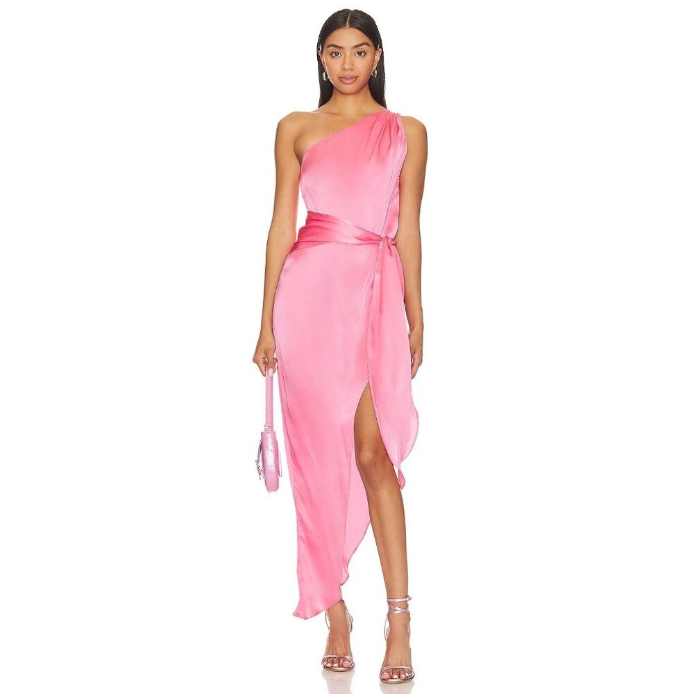 Amanda Uprichard Palmira Maxi Dress In Cerise Xsmall New Womens Silk Midi Satin